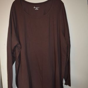 Lane Bryant LS Scoopneck Tee NWT Brown